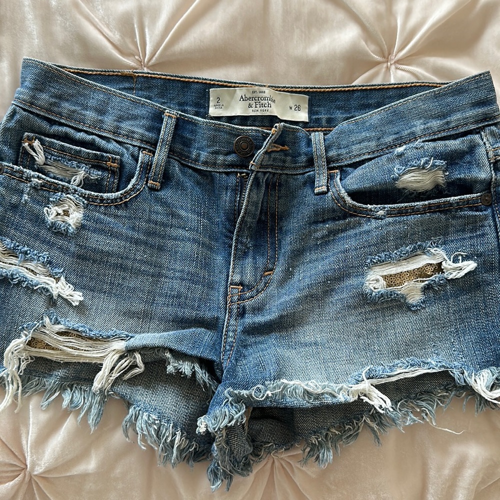 Abercrombie size 2 Jean shorts with gold glitter pockets